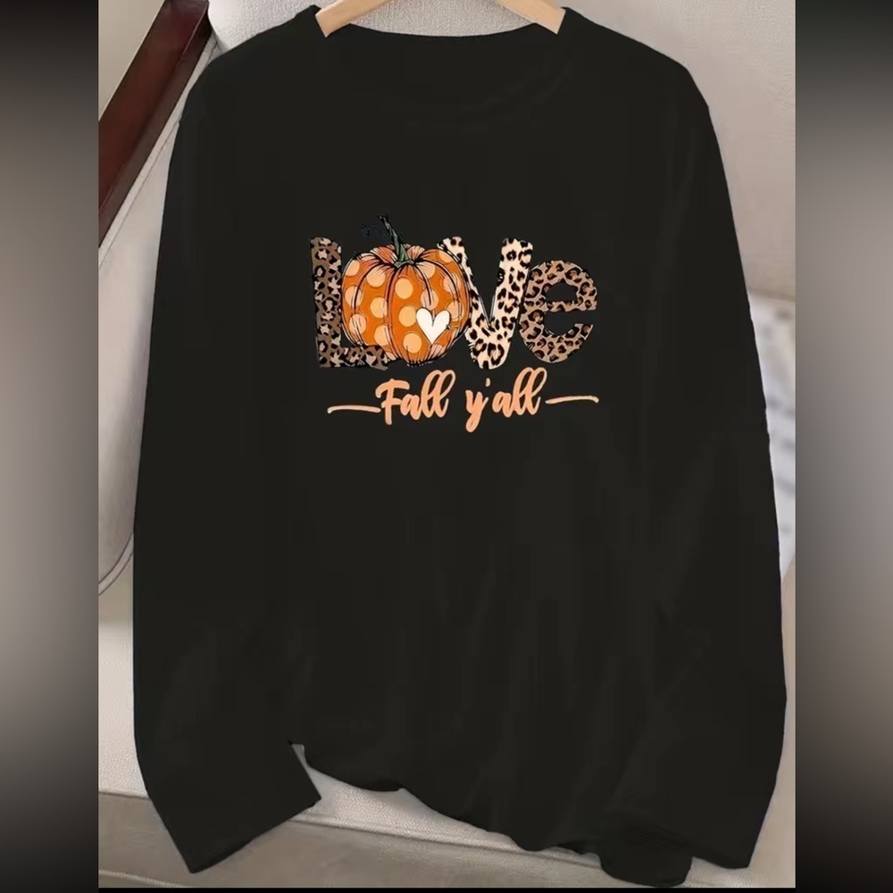 Love Fall Animal Print Graphic Longsleeve Shirt new
